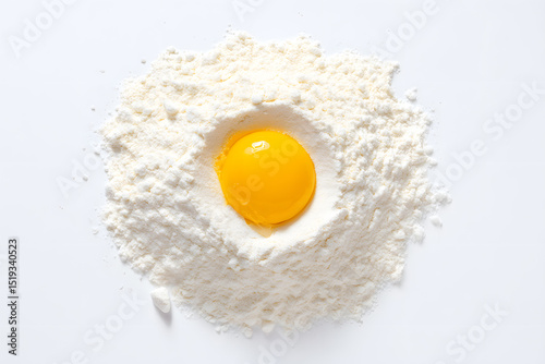 Egg Yolk in Flour Preparation Isolated On White Background