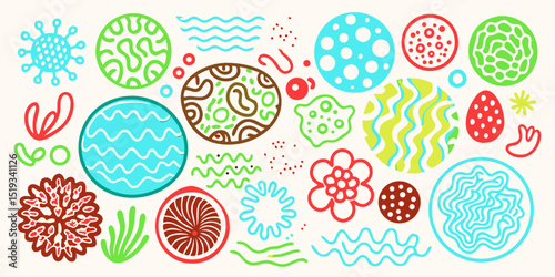 Colorful abstract doodle shapes background