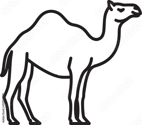 Stylish camel outline icon. Elegant and simple design. Excellent for web graphics, apps, or educational materials about desert animals.