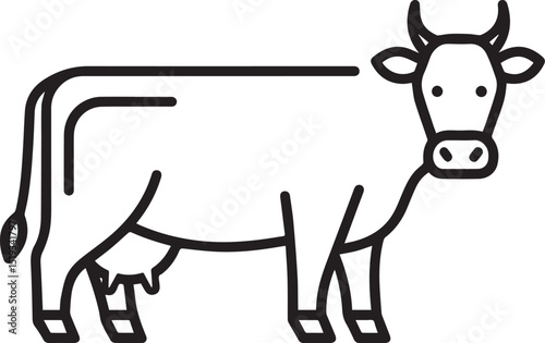 Minimalist outline cow icon. Simple, clean design suitable for farm, animal, or agricultural projects. Versatile vector art.