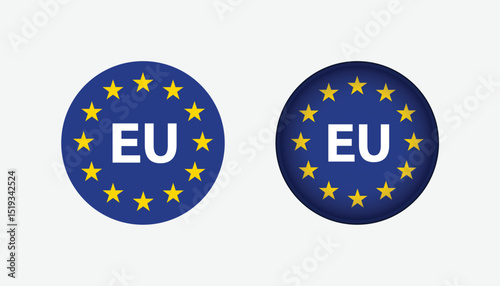 Flag of the European Union.  Vector artwork of the EU sign.  The European Union's official flag, a label or sticker made in the EU