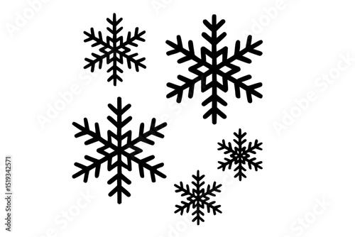 Vector snowflakes on a transparent background for Christmas decoration, pattern design concept
