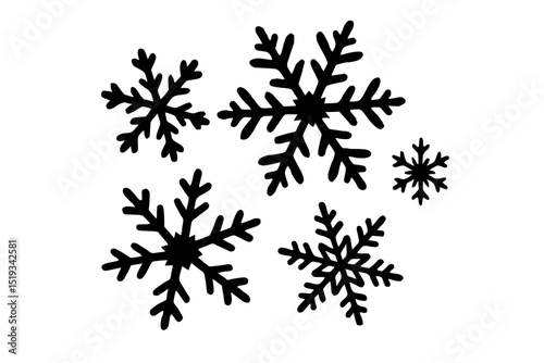 Vector snowflakes on a transparent background for Christmas decoration, pattern design concept
