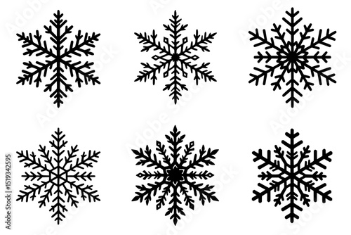 Vector snowflakes on a transparent background for Christmas decoration, pattern design concept
