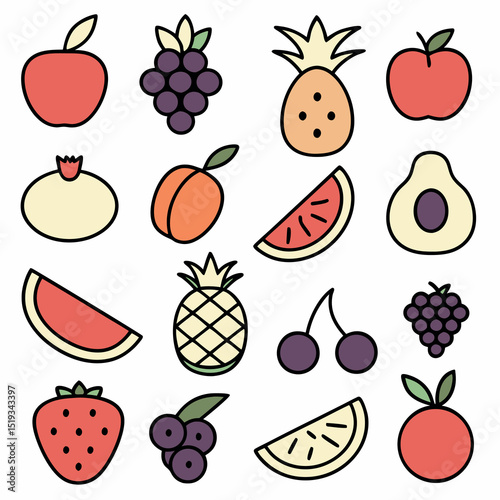 Colorful and delightful illustration of various fruits for healthy eating and design purposes