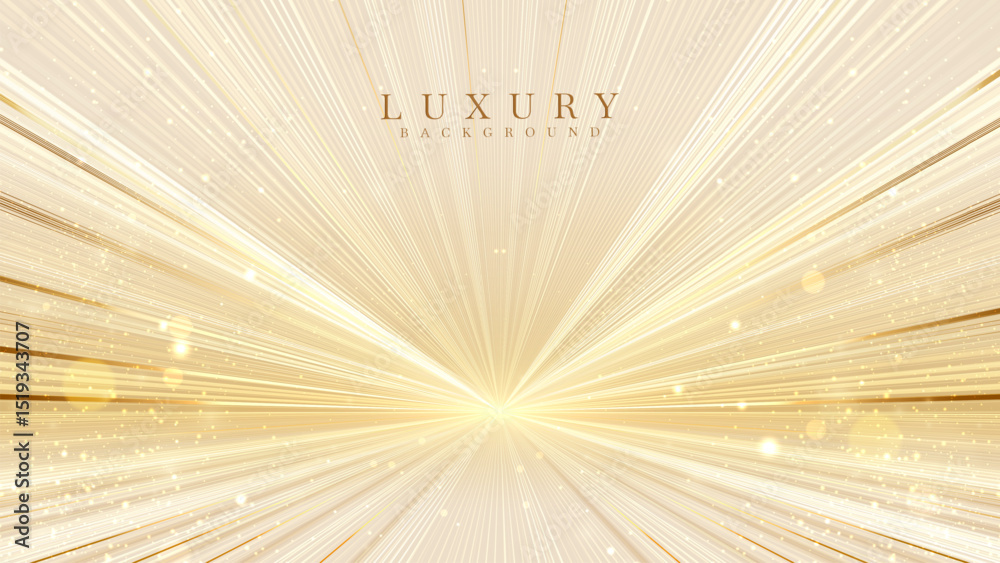 Cream stage background with golden light and glittering star effects.