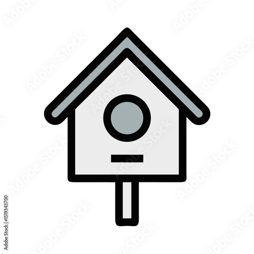 Birdhouse icon, minimalistic style, monochrome colors, decoration concept
