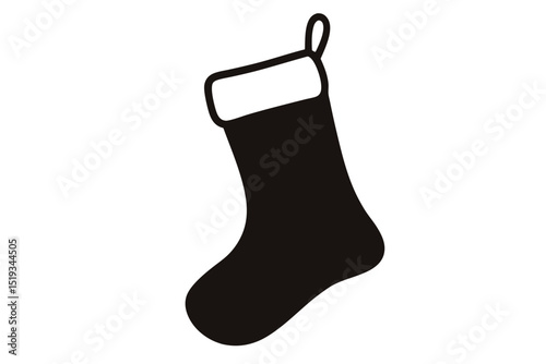Christmas stocking silhouette vector, Christmas vector icon, Christmas stocking black icon