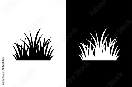 Flat Grass Silhouette Design Vector Icon in Monochrome.