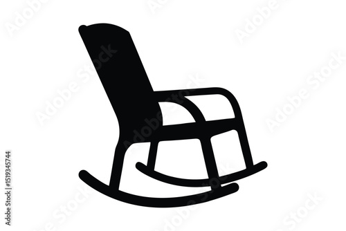 Rocking Chair Silhouette Vector, classic rocking chair icon