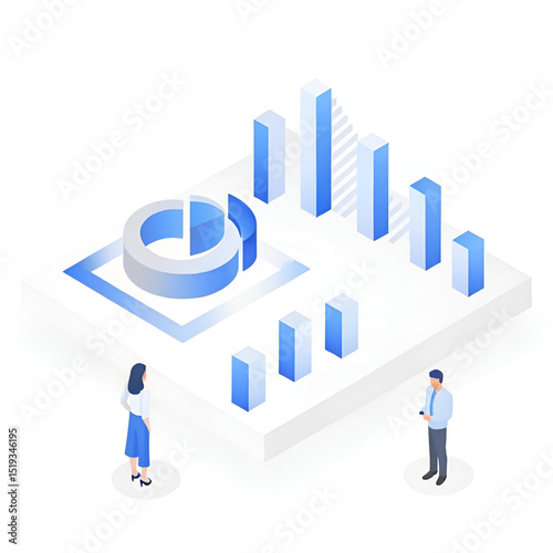 Businessman with Laptop Analyzing 3D Growth Chart for Market Success

