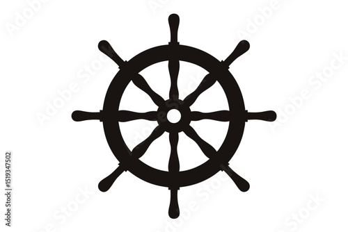 Ship steering wheel silhouette vector, ship steering black Vector, ship steering Symbol