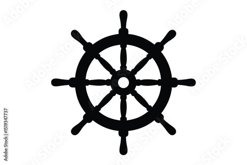 Ship steering wheel silhouette vector, ship steering black Vector, ship steering Symbol