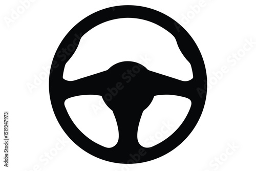 Driving wheel silhouette vector, steering wheel icon