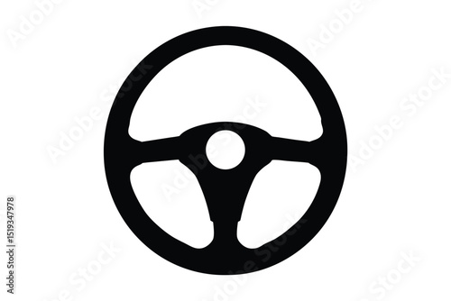 Driving wheel silhouette vector, steering wheel icon