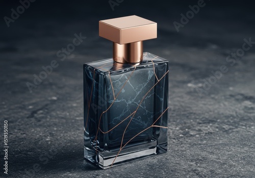 Elegant perfume bottle with marble design and golden cap