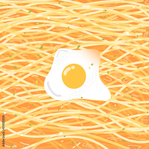 close up of a noodles and egg
