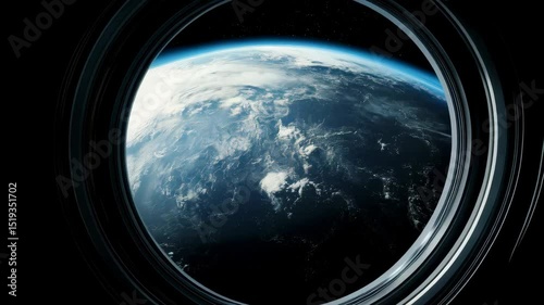 view from space station window on Earth 