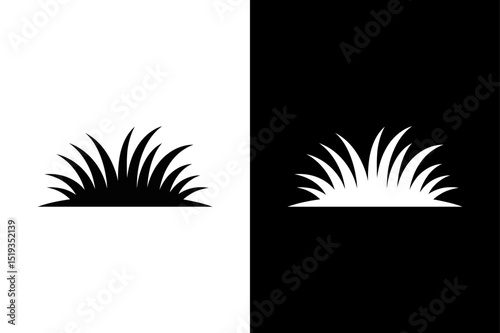 Black & White Grass Silhouette Nature Vector Icon Pack.