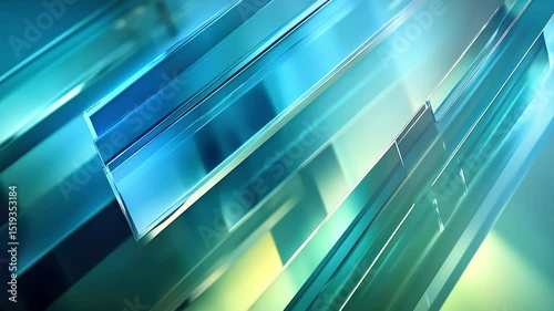turquoise glass layers motion in abstract modern geometric style