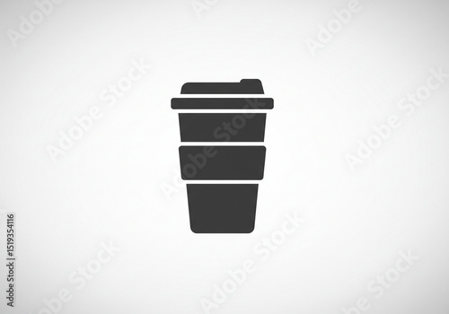 A simple graphic of a dark gray coffee cup with a lid and a white background in a studio setting
