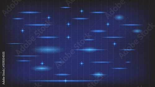 Abstract glowing blue grid with motion light effects on dark background. Ideal for technology, sci-fi, or digital interface design.