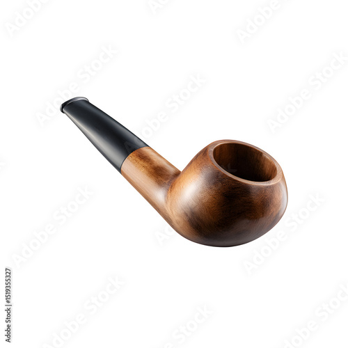 Fototapeta Naklejka Na Ścianę i Meble -  Wooden tobacco pipe, 3d rendered Isolated on transparent background
