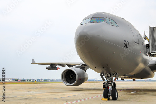 Airbus A330 Multi Role Tanker Transport ( MRTT ), aerial refueling and military transport aircraft  at airshow in Thailand.