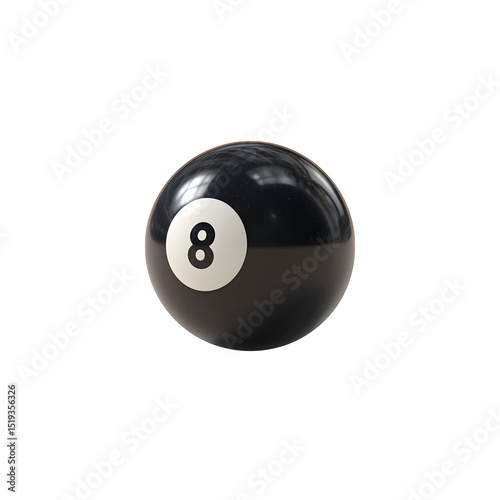 Black eight ball, 3d rendered Isolated on transparent background