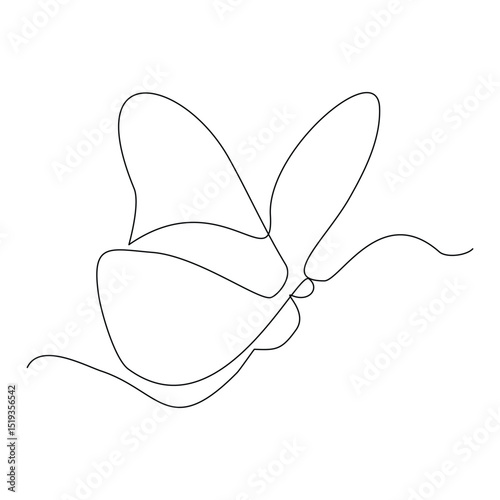 Continuous line drawing of beautiful butterfly. Single sketch art of flying abstract butterfly for salon or spa business. Vector illustration editable stroke