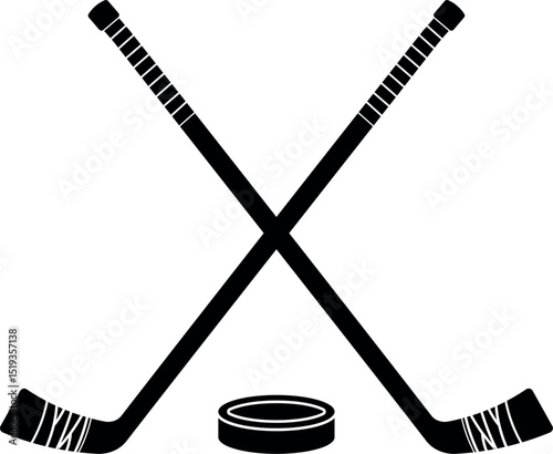 Hockey Monogram Logo. Vector Icon with Sticks