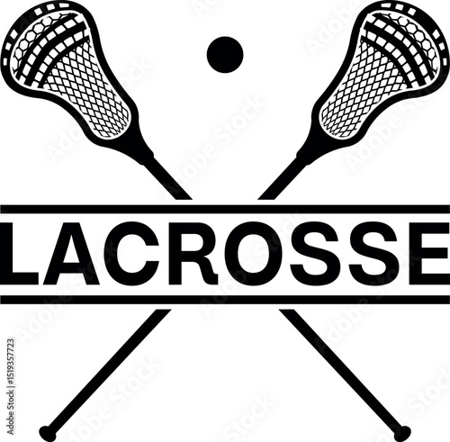 Lacrosse Monogram Logo. Vector Icon with Sticks