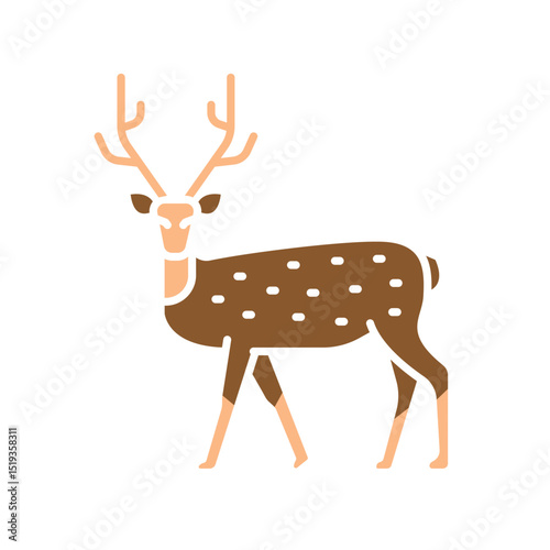 spotted deer color flat icon for digital and print projects.