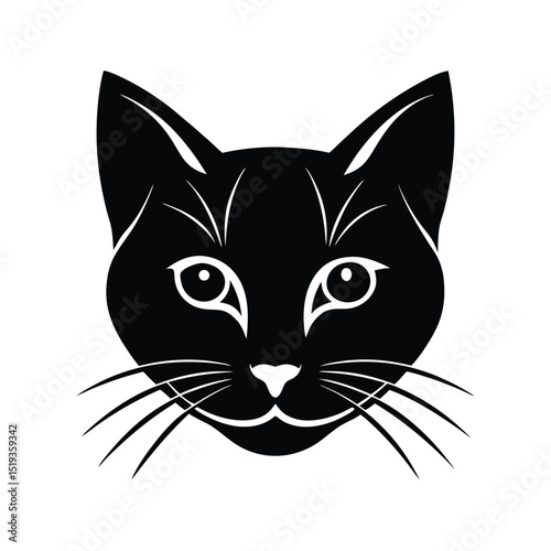 black and white cat vector