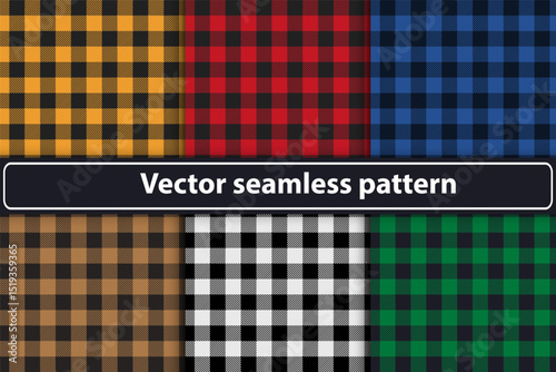 Vector seamless patterns in a cage. Element for your textile design. Blanket, clothes, shirts, tablecloth, etc. And also for the background.