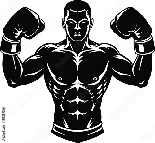 Bold Modern Boxer Silhouette Vector: Dynamic, Minimalist Outline for Sport Branding