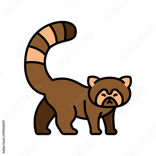 red panda color line icon for digital and print projects.
