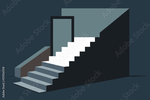 Abstract Staircase and Doorway A Journey of Architectural Design and Transition