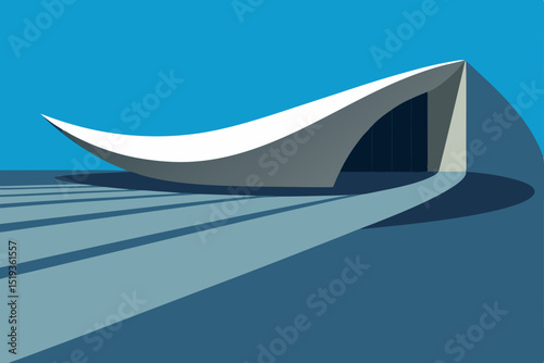 Modern Architectural Design Sleek White Building with Dramatic Shadow Lines