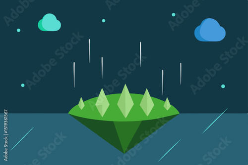 Mysterious Island Falling Stars and a Green Diamond Oasis