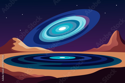 Celestial Reflection A Cosmic Lake Mirrors a Galactic Spiral
