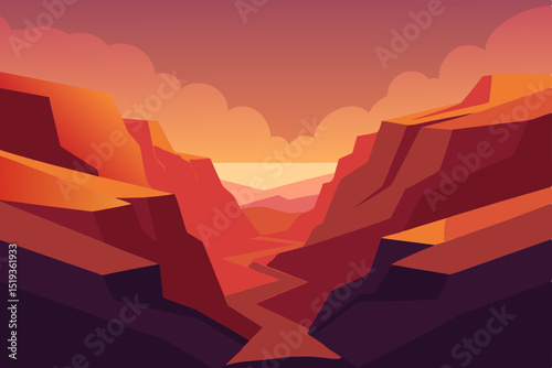 Sunset Canyon A Breathtaking Vista of Red Rock Formations and Winding Path
