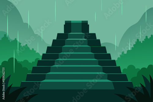 Carpeted stairway to heaven, a conceptual ladder of success with steps leading up to the sky