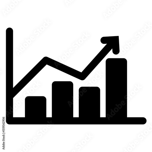 Graph with a line going up and a small arrow pointing to the right. The graph is black and white