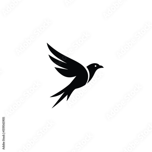 Elegant Flying Bird Silhouette for Logo Design or Graphic Element