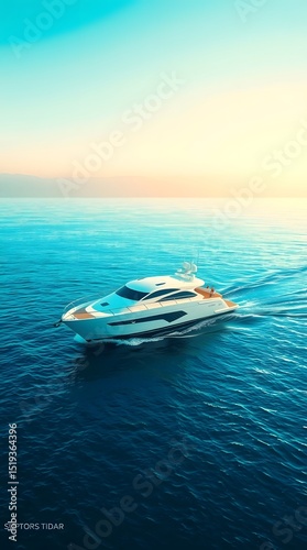 Luxury Yacht Cruising at Sunset