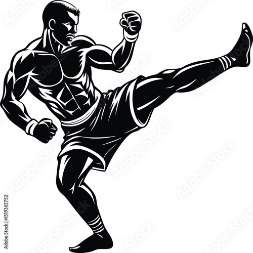 Abstract Boxing Silhouette Vector: Bold Fighter in a Modern and Minimal Design