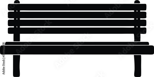 wooden benches silhouette vector icon