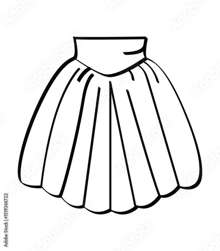 Pleated midi skirt outline vector
