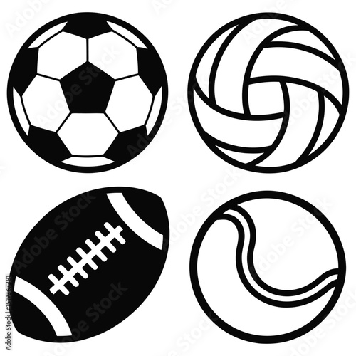 set of soccer balls